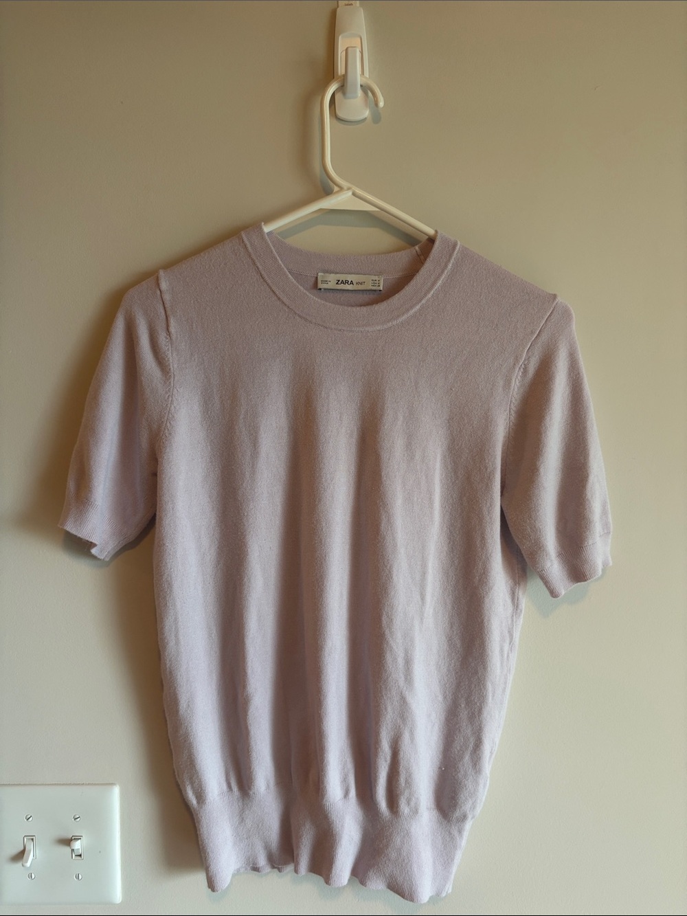 Zara Short-Sleeve Knit Sweater in Light Lavender